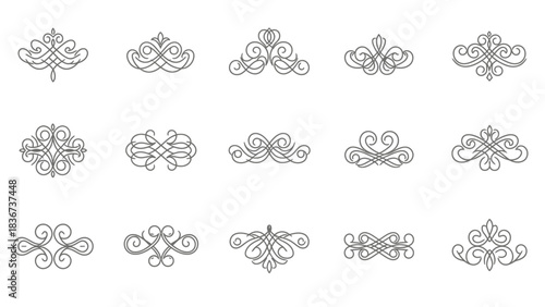 Elegant flourishes vector set with sophisticated vintage floral ornament collection and decorative