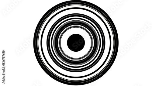 Hypnotic black and white circles creating a mesmerizing and abstract optical illusion graphic