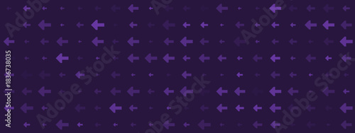 Modern geometric design featuring a vibrant array of purple arrows consistently pointing to the left, creating a sense of motion and direction.