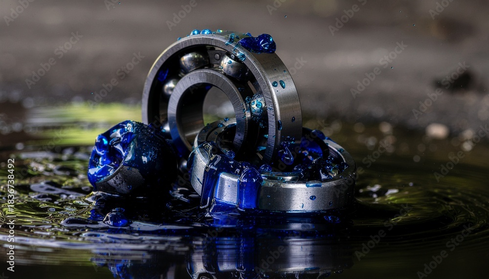 Obraz premium Ball Bearing in industrial Grease and Oil - lubricant