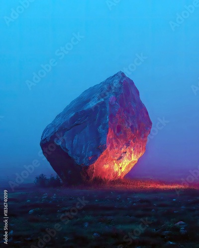 Glowing Rock Illuminated in a Mystical Landscape