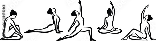 Yoga, pose, silhouette, flexibility, mindfulness, balance, wellness, fitness, meditation, stretching, calm, peaceful, posture, exercise, health, spiritual, harmony, body, strength, relaxation