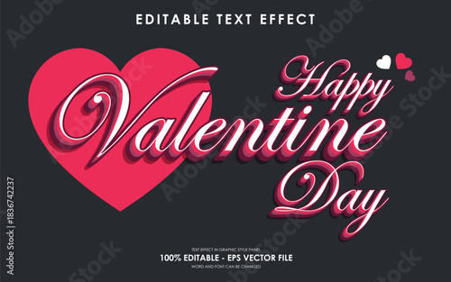 Happy Valentines Day Editable Text Effect with Hearts.