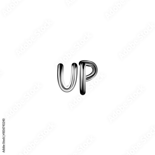 Metallic Glossy Tube Font Text Spelling UP