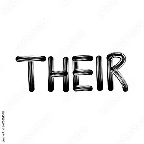 Black Glossy Tubular Text Spelling the Word Their