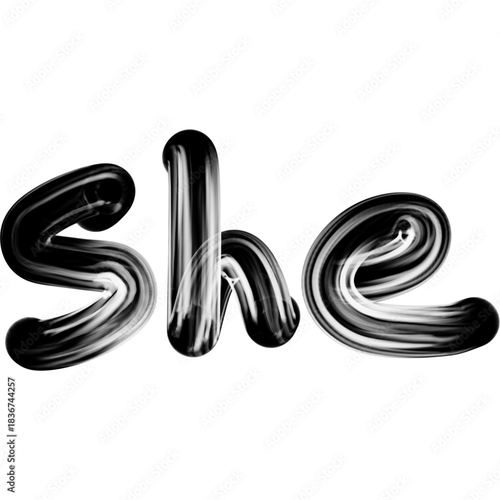 Naklejka premium Glossy Fluid Black Typography of the Word She