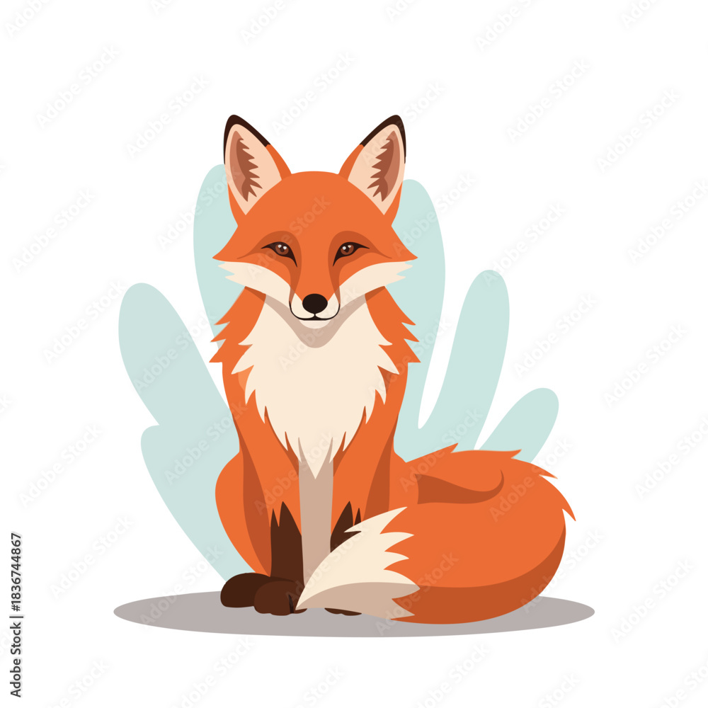 Obraz premium Illustration of a red fox sitting