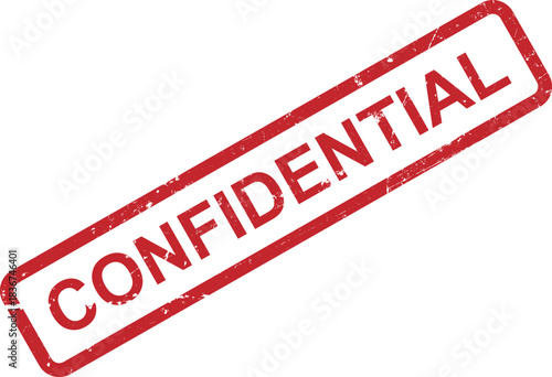 The angled rectangular red stamp boldly states the word confidential against a clean white backdrop