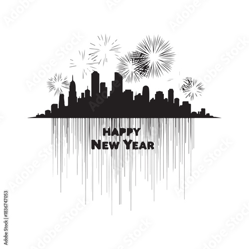 city skyline happy new year