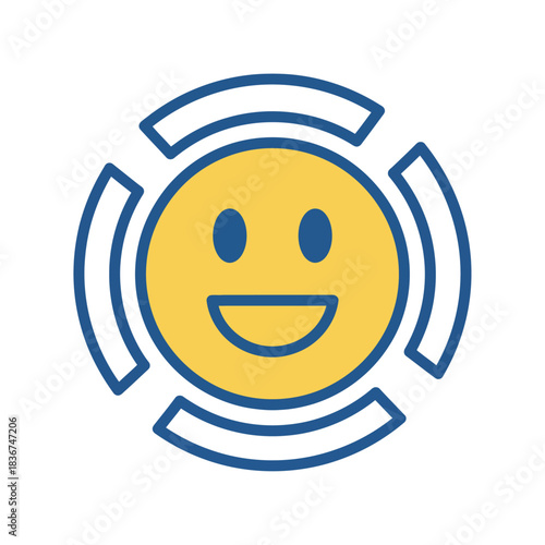 Smiley face radiating positivity a modern icon of optimism perfect for illustrating positive feedback happy customers and joyful communication in digital spaces.