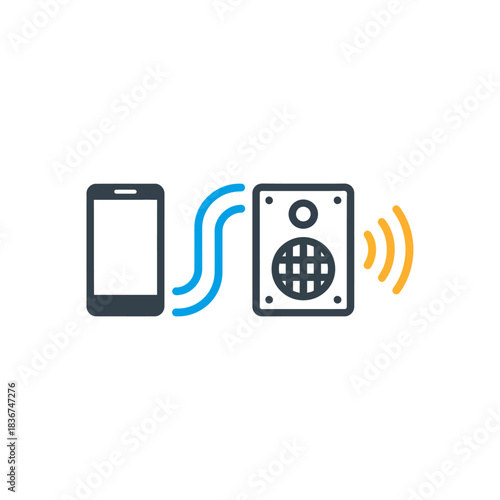 smartphone connected to speaker streaming audio wirelessly for music enjoyment and audio projects promoting connectivity and entertainment