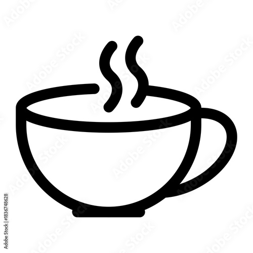 cup of coffee with steam. Vector single icon.