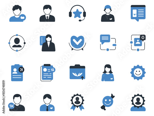 A collection of diverse customer service icons symbolizing communication and support.