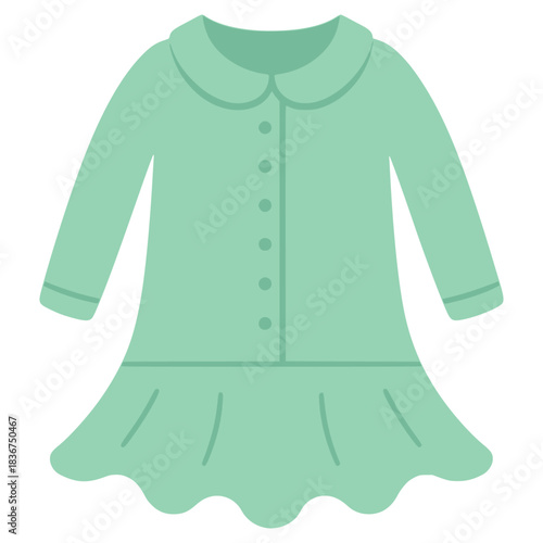 Baby girl dress outfit flat color vector illustration template design