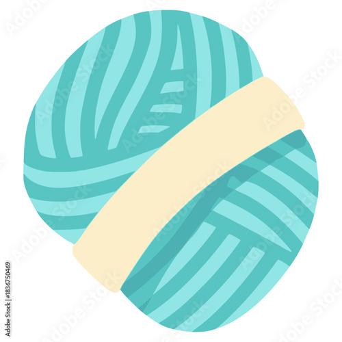 blue yarn knitting wool flat color vector illustration template design