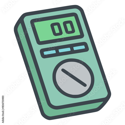 Digital multimeter tool work flat color vector illustration template design