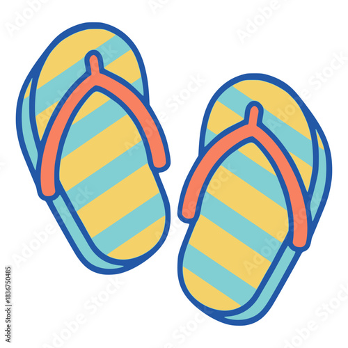 flip flop sandal flipper footwear flat color vector illustration template design