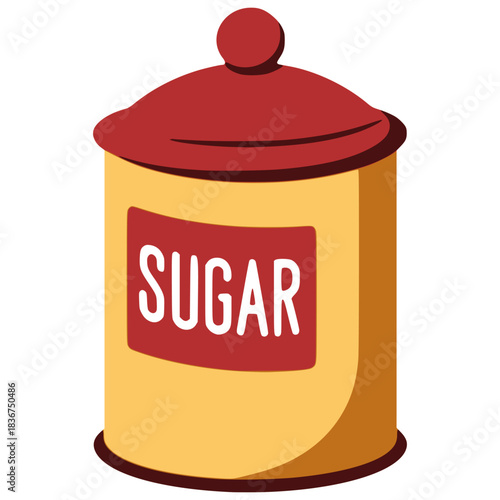 Sugar jar cooking food ingredients flat color vector illustration template design
