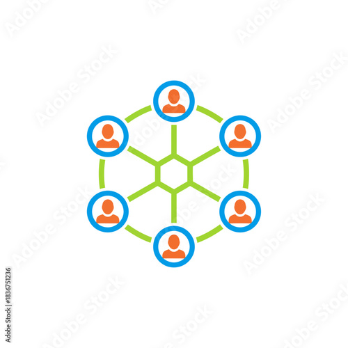 Social network connections illustration depicting interconnected individuals forming collaborative partnerships symbolizing teamwork vital for community building suitable for presentations.