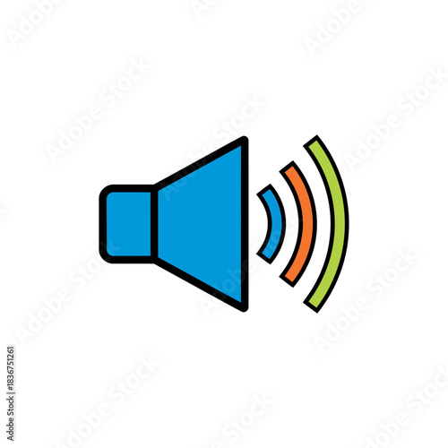 sound icon illustration audio waves emanating concept for podcasts music apps and volume controls suitable for digital interfaces and websites.