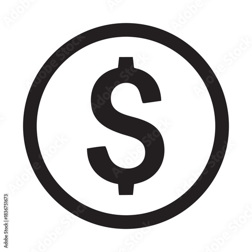 Simple black and white dollar sign icon in a circle