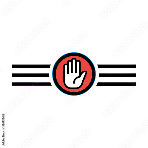 stop sign symbol illustration with three stripes representing limits for online safety campaigns promoting awareness caution and internet regulations