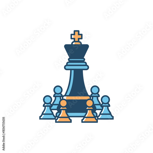 strategic defense with chess pieces a king protected by pawns illustrating leadership teamwork and business strategy perfect for articles