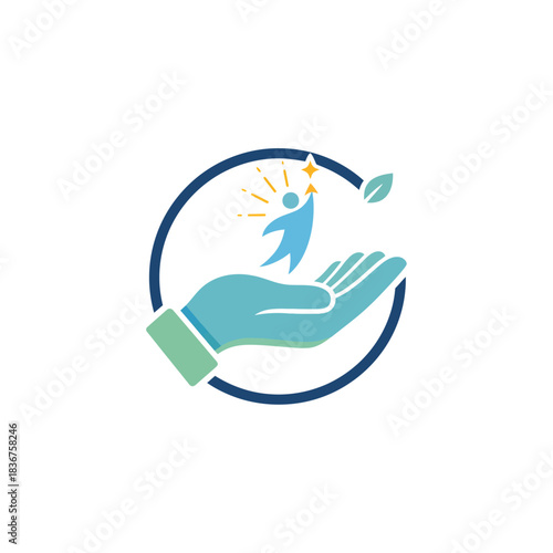Supporting growth hand holding person reaching for a star concept for personal development helping achieve aspirations success and potential.