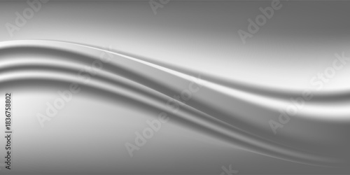 Silver foil background with a metallic mirror texture. Chrome gradient surface with a slight sheen. Gray aluminum sheet with reflections. Abstract cool background of platinum and titanium. Vector