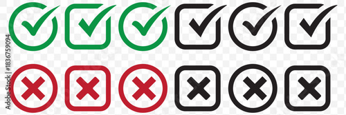 Green check mark icon, Tick mark vector illustration isolated on transparent background