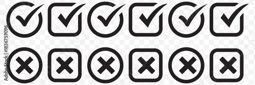 Green check mark icon, Tick mark vector illustration isolated on transparent background