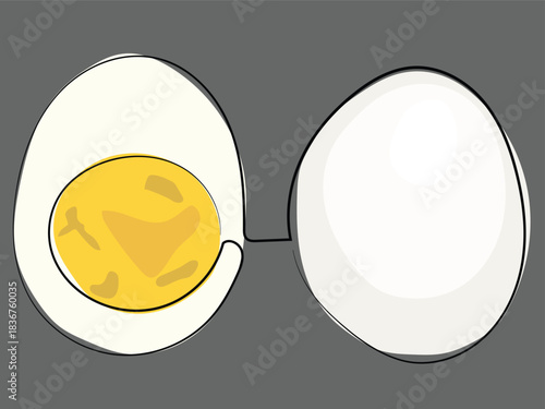 Boiled eggs in a continuous line pattern in a continuous line pattern