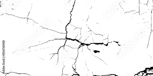 Crack on the wall with broken pieces. cracked white paint on a white background. old wall background crack vector, grunge texture.