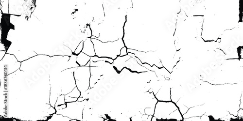 Crack on the wall with broken pieces. cracked white paint on a white background. old wall background crack vector, grunge texture.