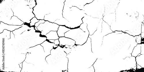 Earth cracks texture on isolated vector background. Black lightning bolts. Earth crack.