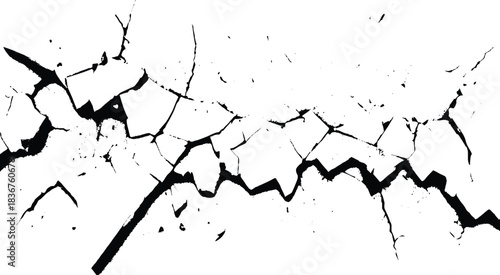 A Cracked black surface texture with irregular patterns, resembling dried earth or fractured material
