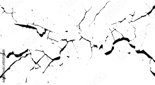 A Cracked black surface texture with irregular patterns, resembling dried earth or fractured material