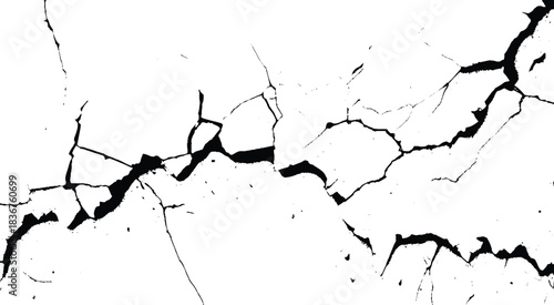 Vector and clip art pattern with many cracks and scratches. Cracked barren desert earth on background banner caused by drought from global warming.