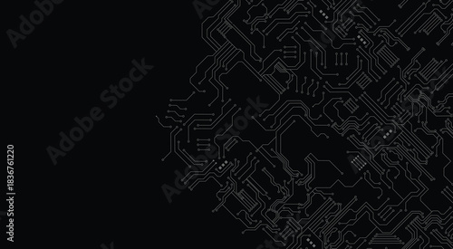 Abstract digital technology hi-tech futuristic background, cyber information communication, innovation future tech data, big data lines dots, circuit vector