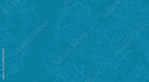 Modern technology blue circuit board texture or pattern. Web background design. Futuristic blue circuit board on tech bg. Abstract backdrop template. Great for web presentations and banners. Vector