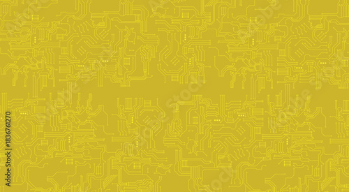 Modern technology yellow circuit board texture or pattern. Web background design. Futuristic yello circuit board on tech bg. Abstract backdrop template. Great for web presentations and banners. Vector