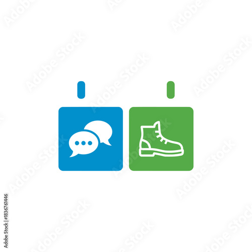 Team communication and outdoor adventures app concept of social connections and hiking gear promoting active lifestyle and group travel planning.