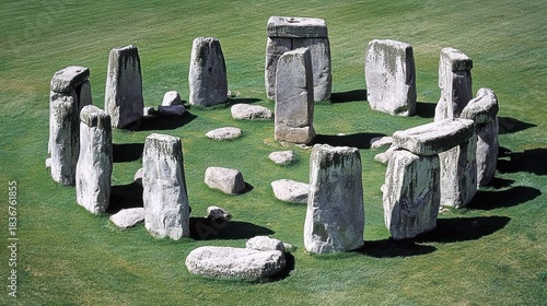 Wallpaper Mural Stone circle replica on grass, sunny day, aerial view, historical education Torontodigital.ca