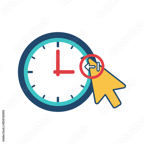 Time management click clicking a clock icon with a pointer for scheduling tasks enhancing productivity perfect for time management websites and productivity tools.