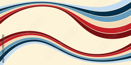 Abstract flowing wavy lines in retro color palette on a cream background