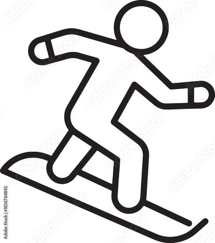Minimal Skiing Line Icon Winter Sports Outline Vector