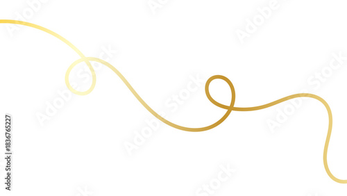 Sleek gold stroke, subtle golden ribbon isolated on white background. Minimalist luxurious design features smooth curves and gradient effects fine golden strokes. vector illustration