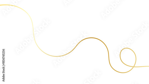 Sleek gold stroke, subtle golden ribbon isolated on white background. Minimalist luxurious design features smooth curves and gradient effects fine golden strokes. vector illustration