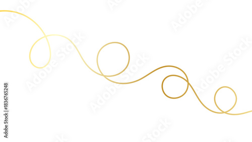 Sleek gold stroke, subtle golden ribbon isolated on white background. Minimalist luxurious design features smooth curves and gradient effects fine golden strokes. vector illustration