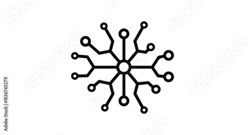 Abstract digital network symbol representing connection and data flow